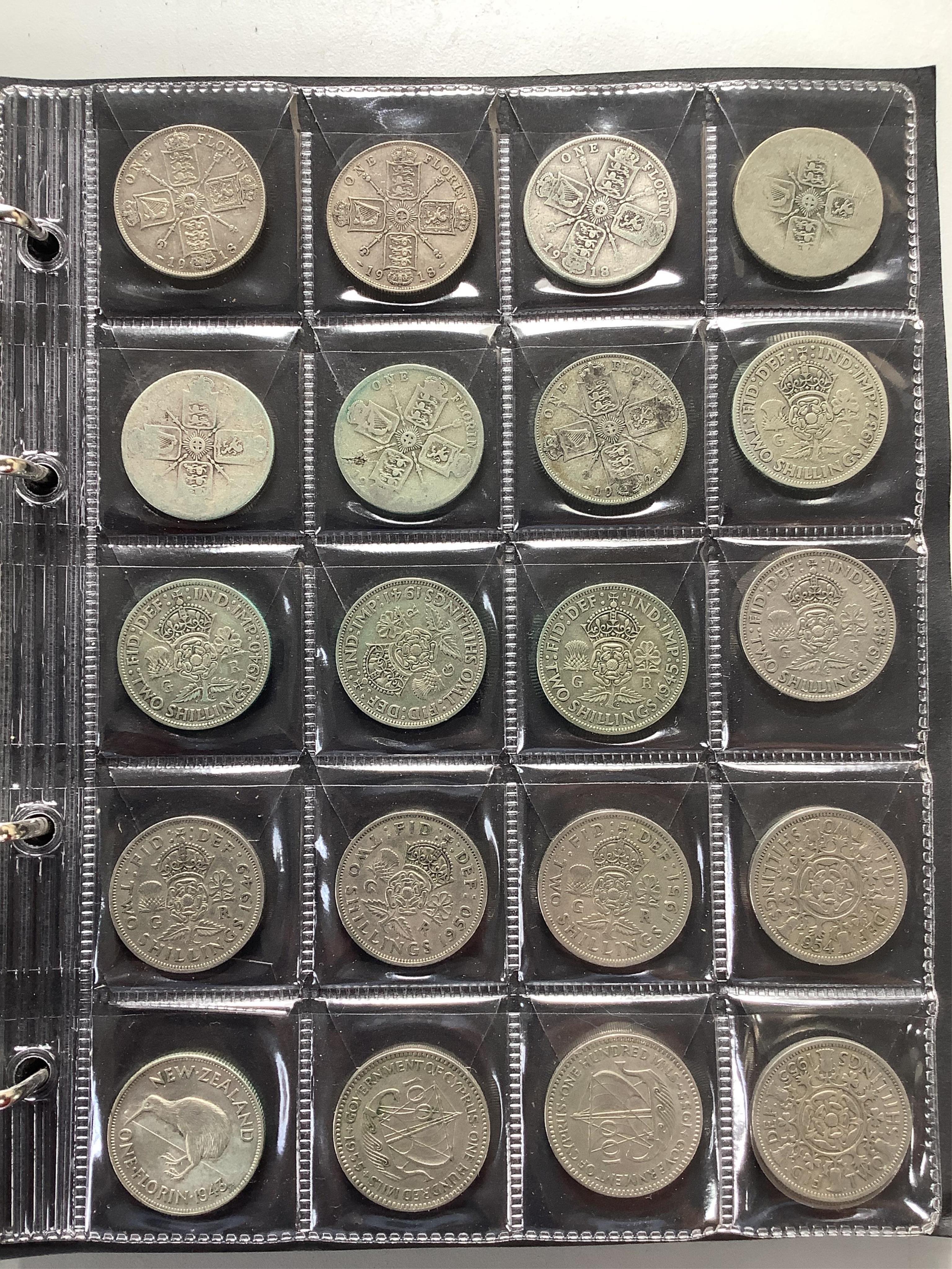 British, Australian, New Zealand, British dependence coins, George III to QEII, in three albums, highlights include two silver crowns, 1820 and 1821, fifty Victoria to George V silver halfcrowns, thirty one silver florin